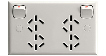 A power plug with dollar signs in place of the plug holes.