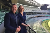 Shane Warne and Leigh Sales at the MCG