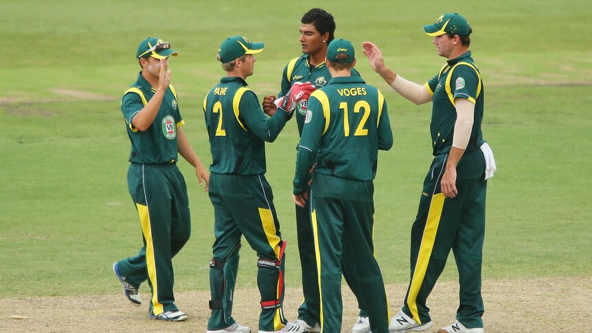 Good display ... up-and-coming paceman Gurinder Sandhu took 3 for 36 off his eight overs.