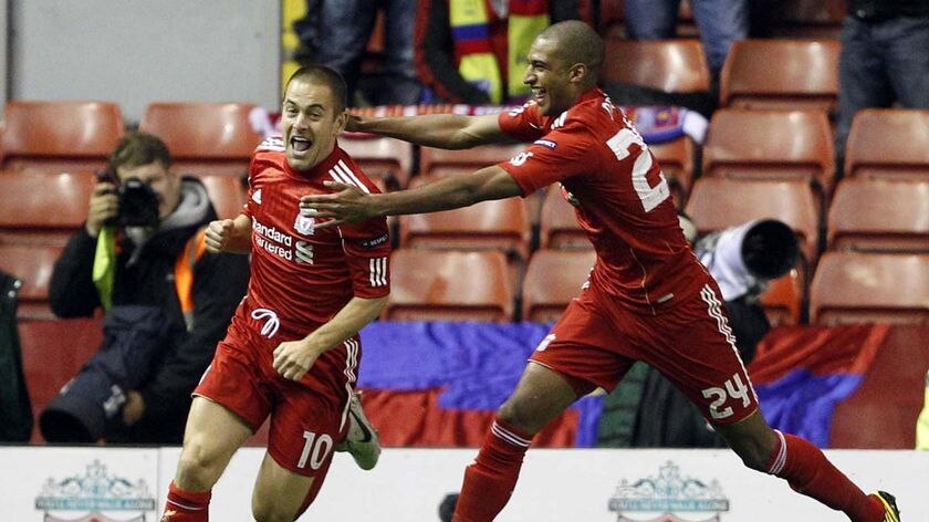 Joe Cole opened his account for Liverpool, scoring after just 25 seconds against Steaua