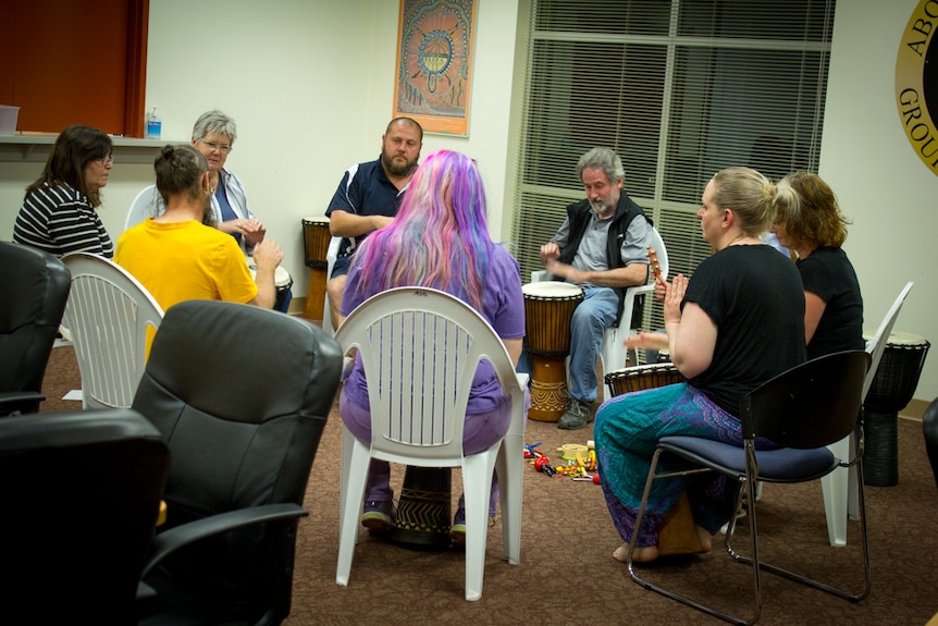 Drumming therapy group