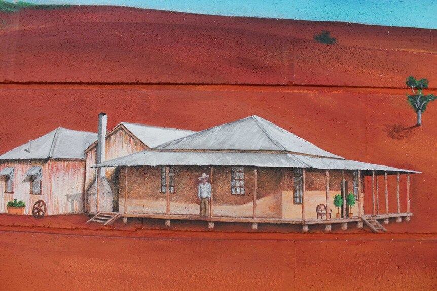 Ted Fogarty in the Alice Springs School of the Air mural