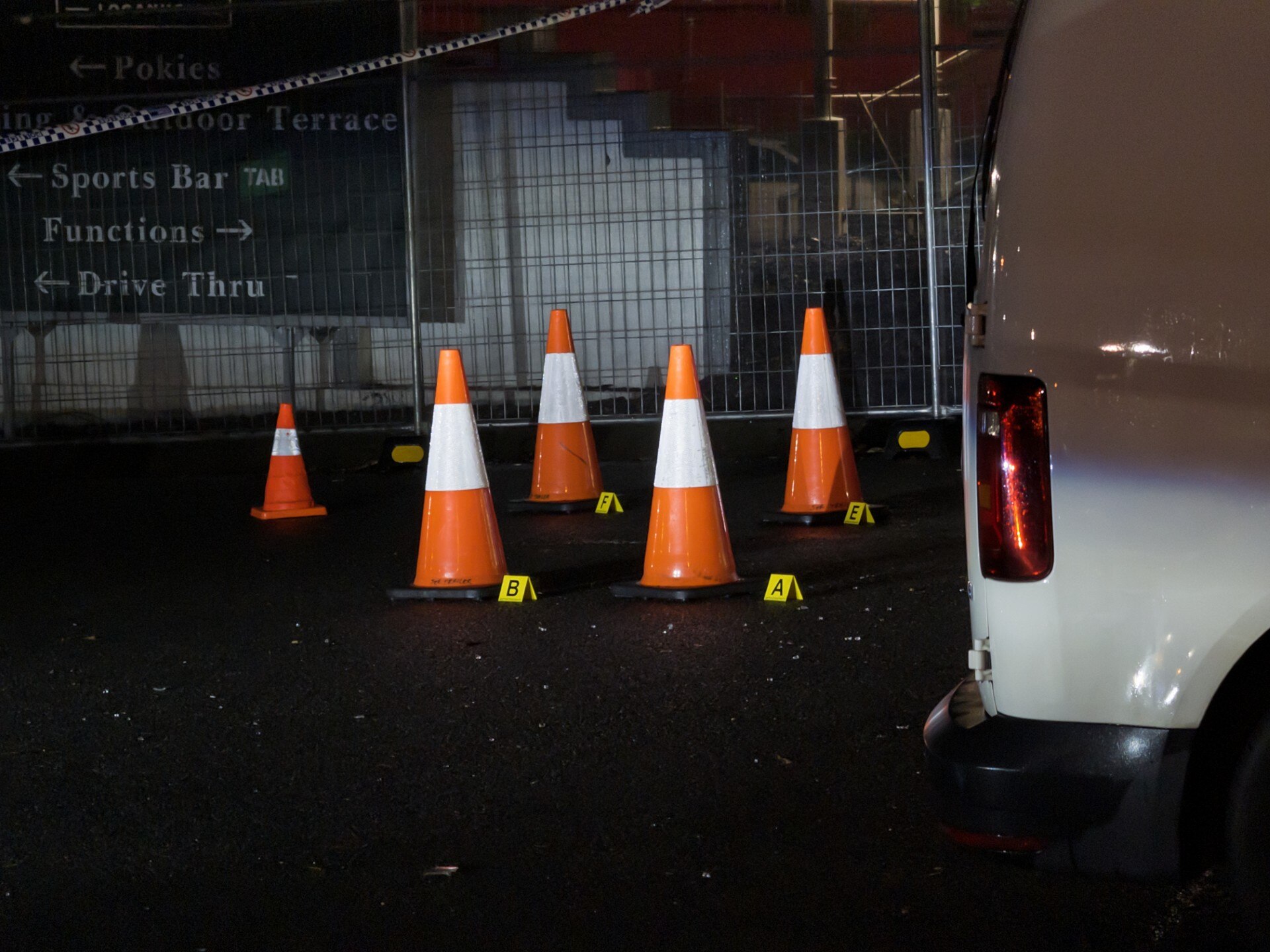 police cones at a crime scene