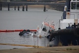 A submerged tug boat.