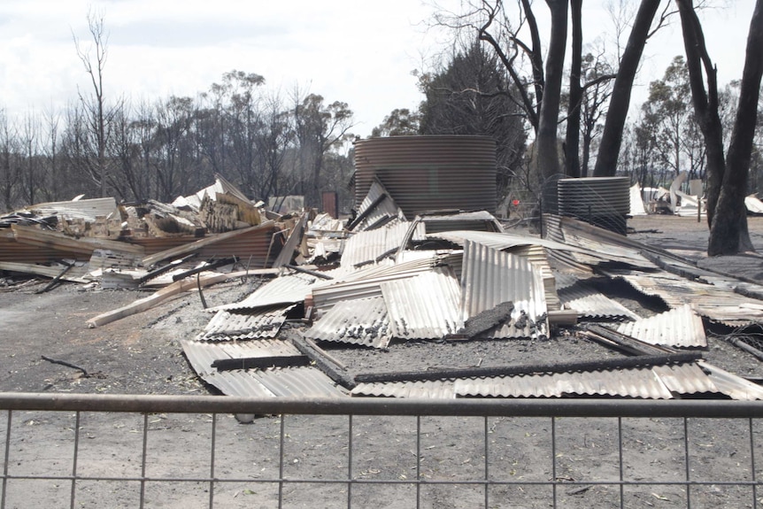 Burnt out house near Clarendon, Victoria