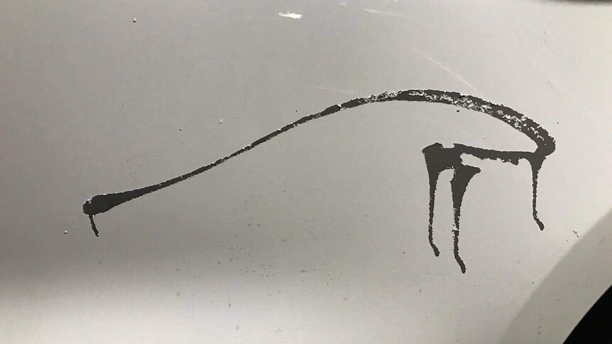 A car with paint damage.