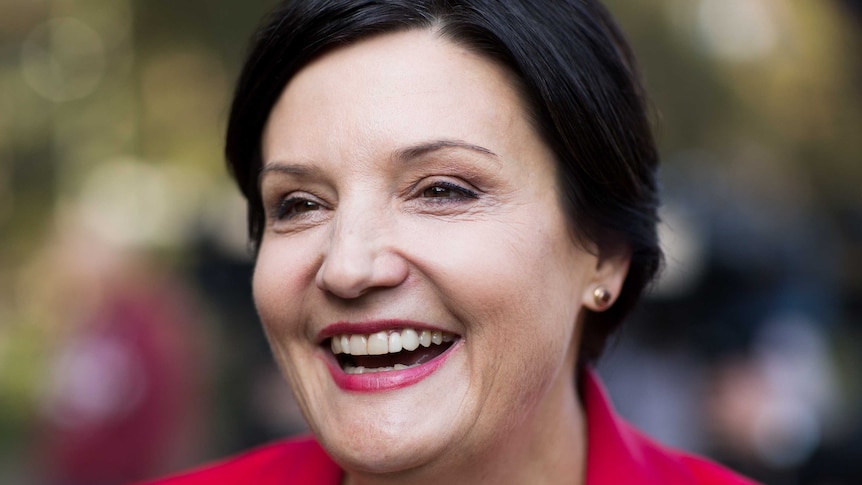 Jodi McKay smiles in a close-up shot. She is wearing a pink blazer.