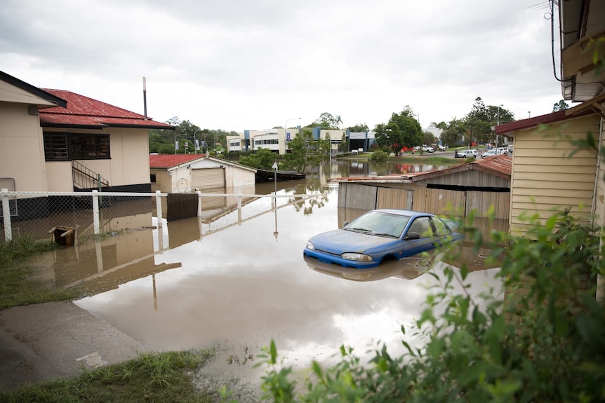 A flooded street in Beenleigh