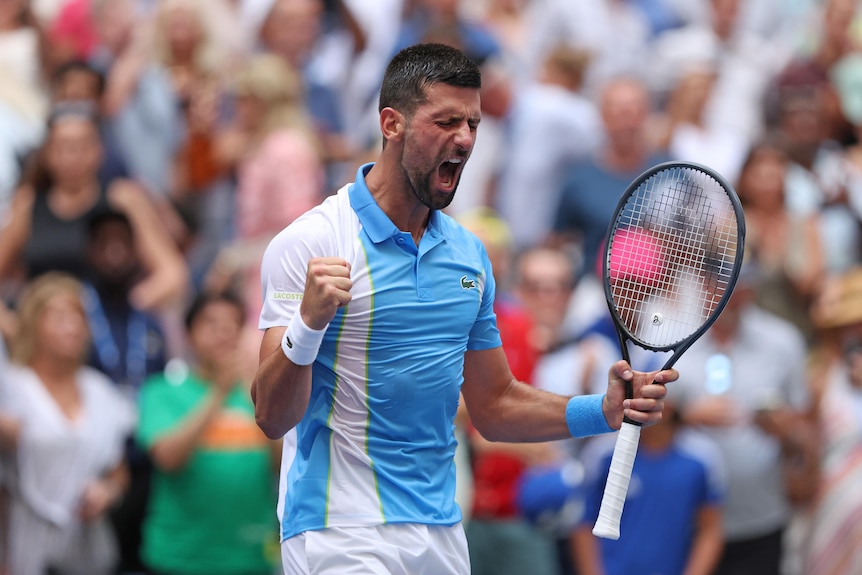 Novak Djokovic celebrates