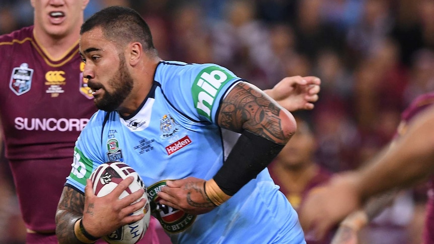 Andrew Fifta charges forward during State of Origin I.