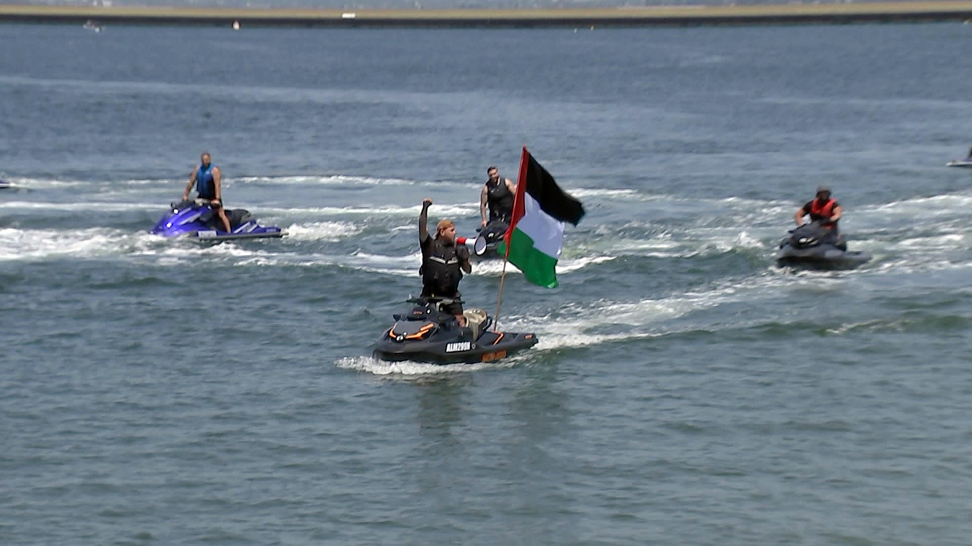 pro-palestinian supporters at a demonstration in sydney's port botany on saturday november 11