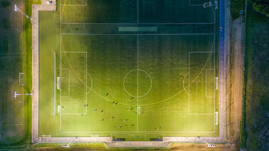 Aerial photo of soccer ground, Auckland NZ
