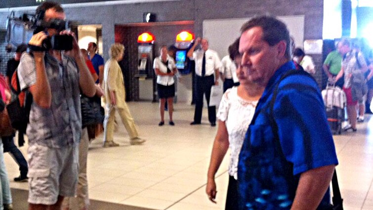 Alan Leahy arrives at Cairns Airport.