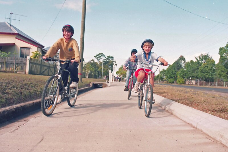 Kids on bicycles in Queensland in 1990s
