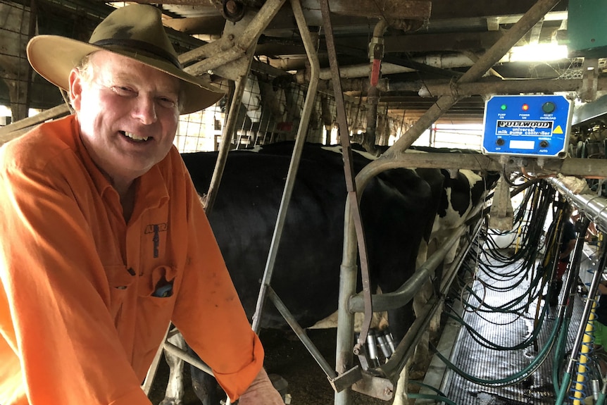 Shane Paulger in his milking shed.