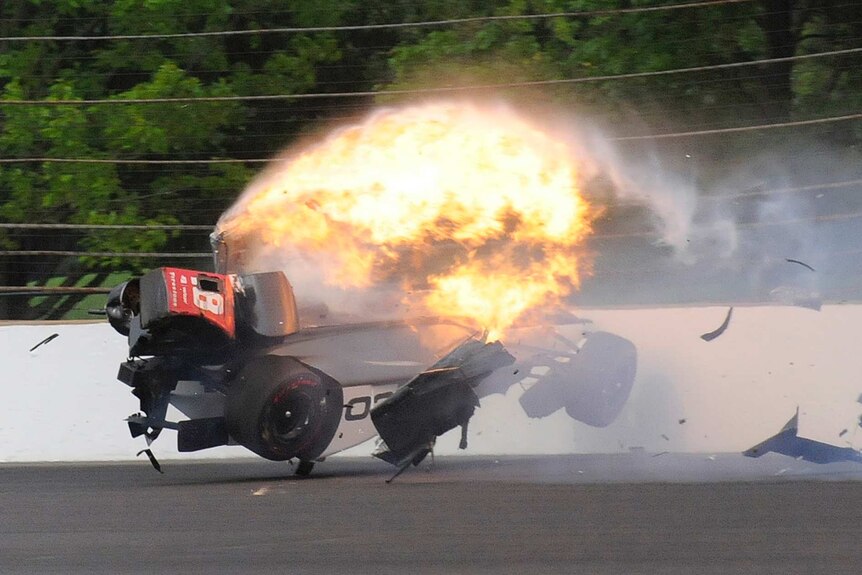 Sebastien Bourdais's car turns into a ball of flame