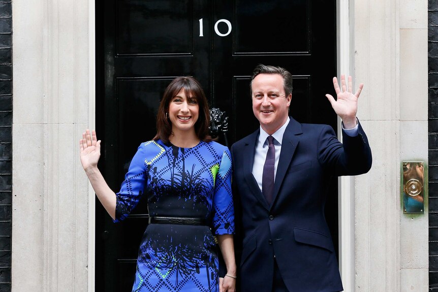 Britain's prime minister David Cameron and his wife Samantha