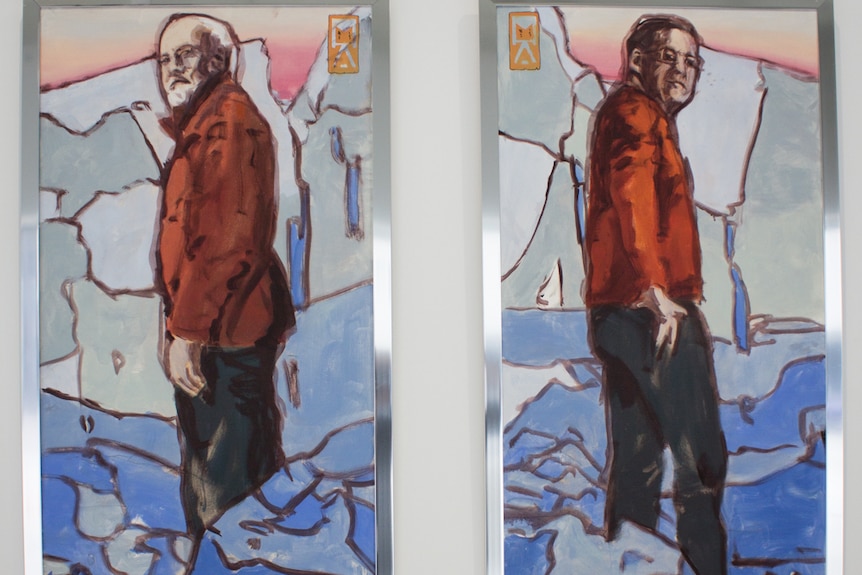 Paintings by artist Marion Abraham of scientists from IMAS, Richard Coleman and Matt King
