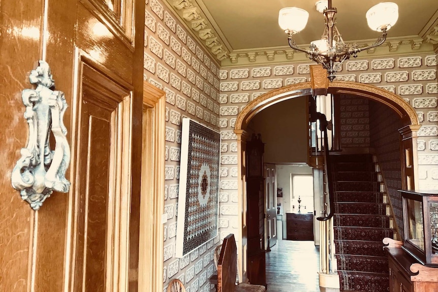 The ornate entrance hallway to Narryna House in Battery Point.