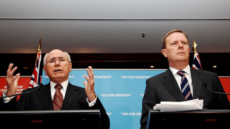 In a joint TV interview, John Howard and Peter Costello discussed their achievements, their political 'marriage' and warned against the economic threat of a Labor win. (File photo)