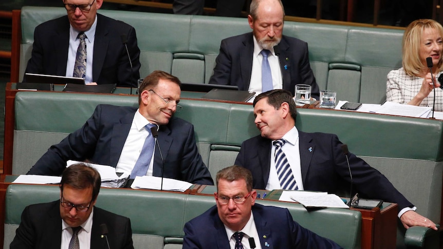 Tony Abbott and Kevin Andrews sit alongside each other in Parliament
