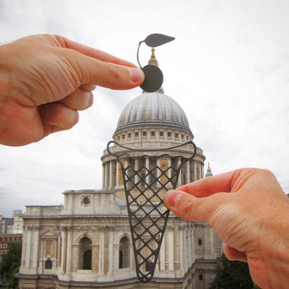A photo of St Paul's Cathedral with an icecream cut out