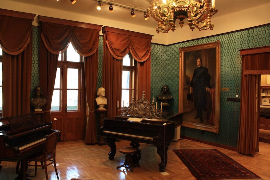 A picture of one of Franz Liszt's pianos from his apartment in Budapest, taken in 2009.
