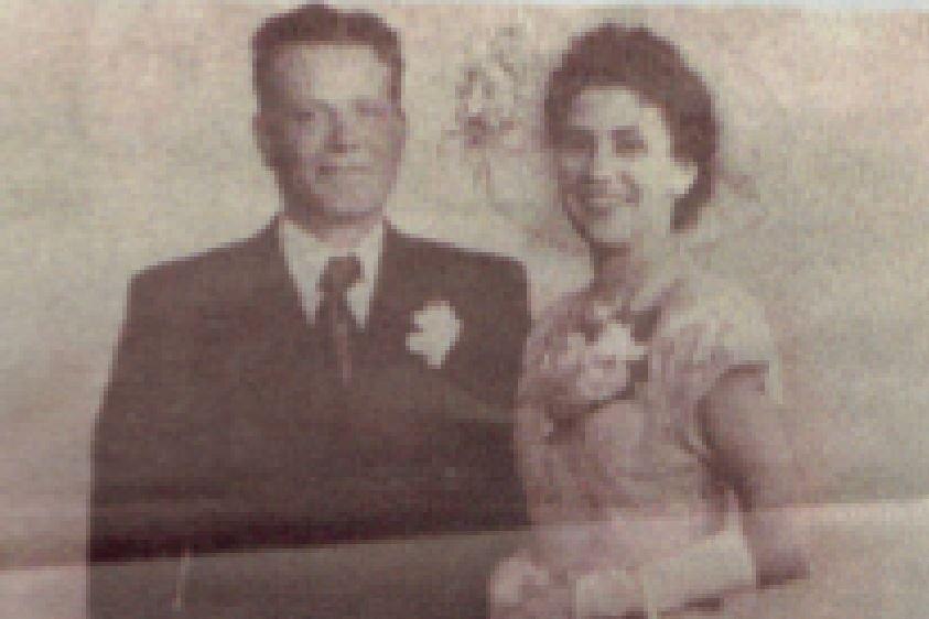 An old photo of 'Gunner' Curley and her husband on their wedding day.