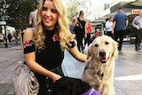 Rachael Leahcar with guide dogs.