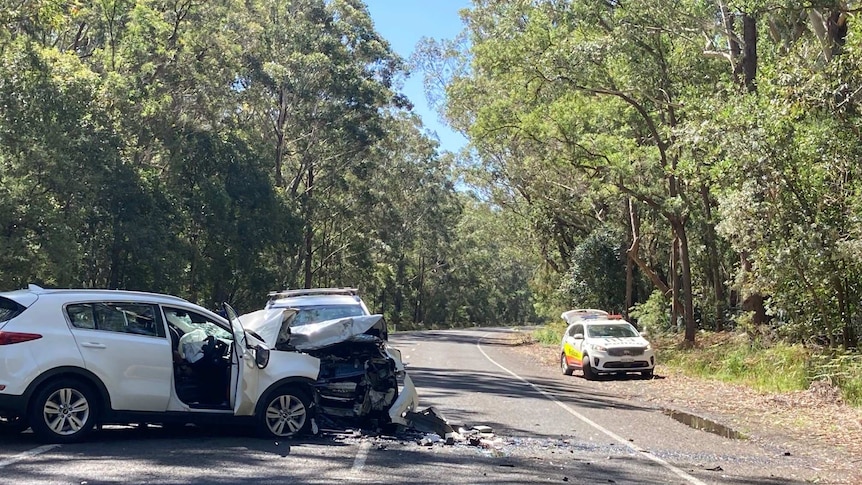 The two cars involved in a fatal collision this morning.