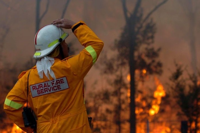 Rural Fire Service volunteer on a fireground