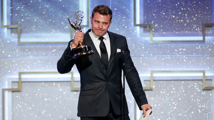 Actor Billy Miller accepting his Daytime Emmy award for outstanding lead actor in a drama series