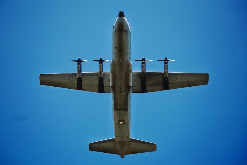 A RAAF C130 Hercules in flight