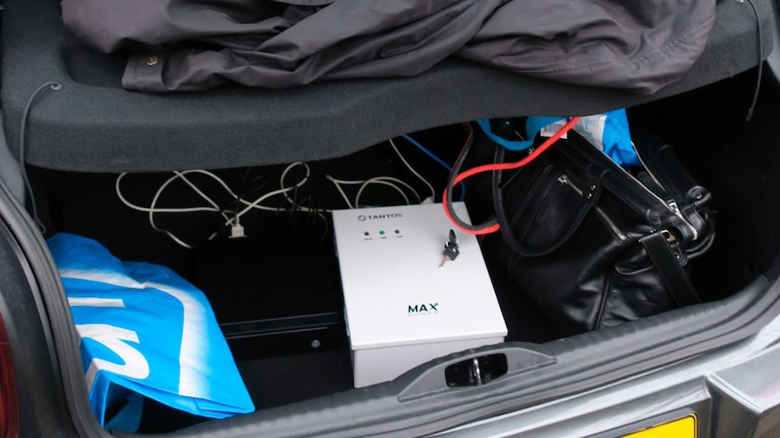 The boot of a car filled with hacking equipment belonging to four Russian intelligence officers in the Netherlands.