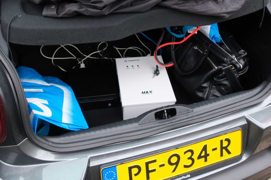 The boot of a car filled with hacking equipment belonging to four Russian intelligence officers in the Netherlands.