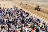 Two graders move dirt on Birdsville Race Track