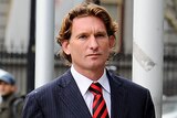 Essendon coach James Hird outside the Federal Court in Melbourne.