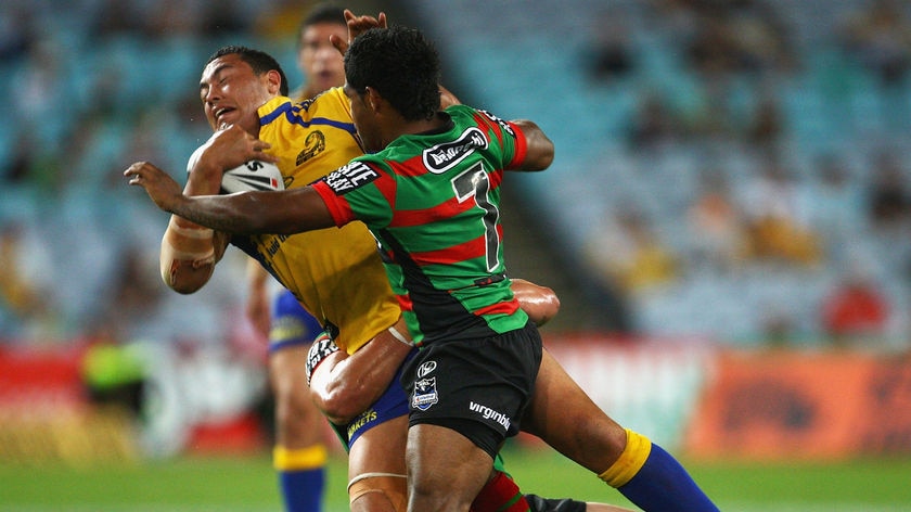 Danger man Feleti Mateo pushed and spun his way to the Eels' first try.