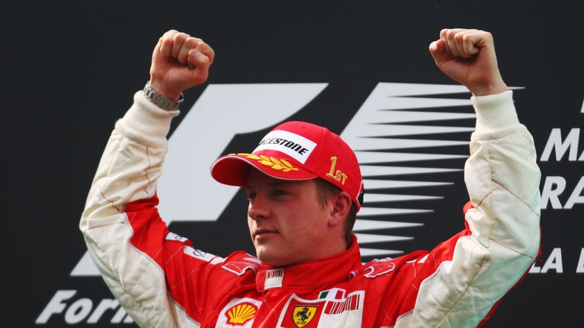 Ice Man... Kimi Raikkonen keeps his emotions in check after winning his first F1 race for 2008.