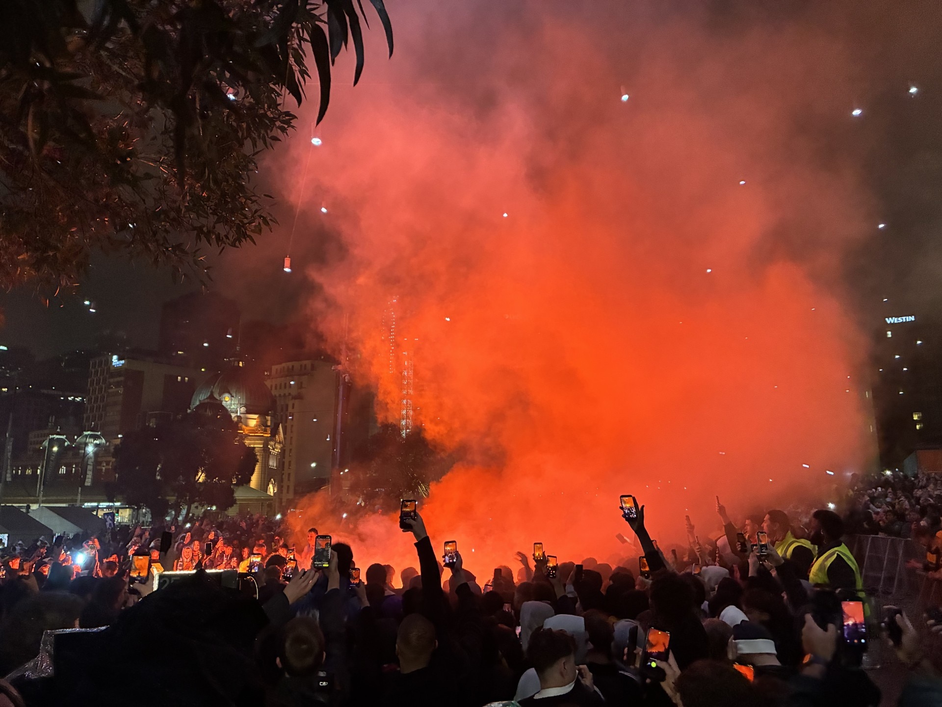 People and a flare.