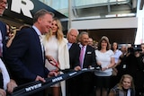 Premier Will Hodgman and Jennifer Hawkins open Hobart's new Myer store