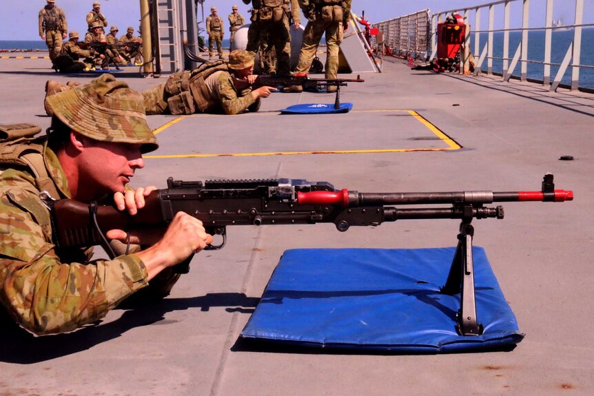 Weapons training on HMAS Choules