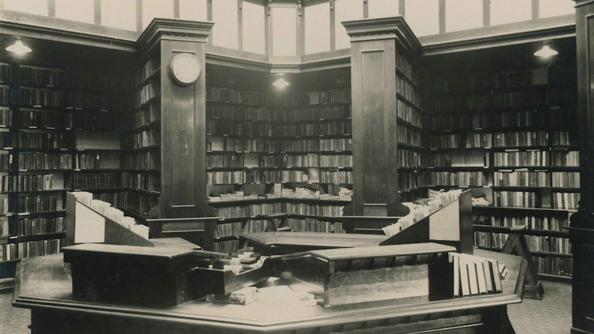The interior of a library taken in 1928