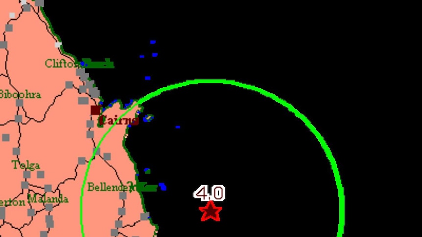 Map of North Queensland earthquake