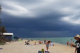 Heavy storm clouds are seen at Dromana