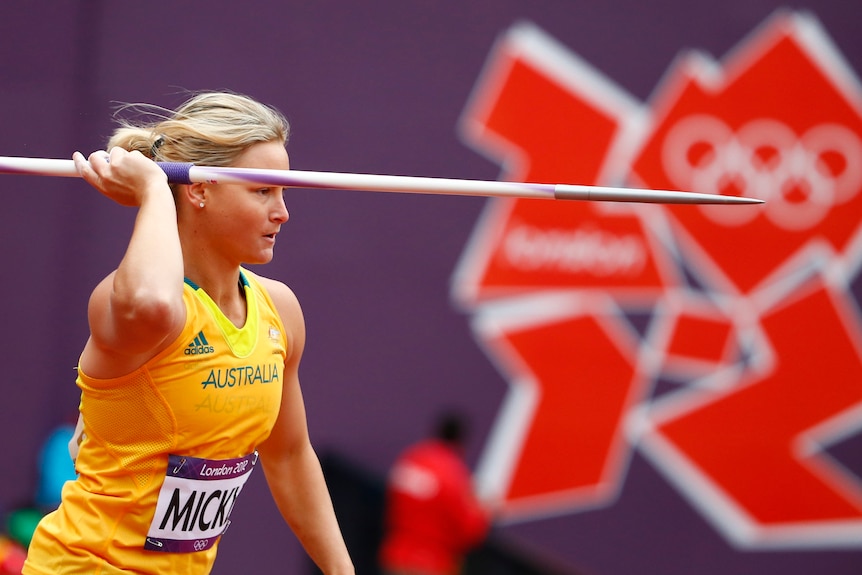 Australian javelin thrower Kimberley Mickle in action during qualifying