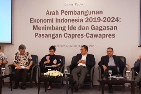 Diskusi publik pandangan ekonomi capres-cawapres RI di CSIS, Jakarta.