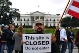 Protester outside White House in Washington DC