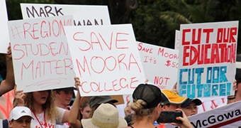 Protest against closure of Moora college