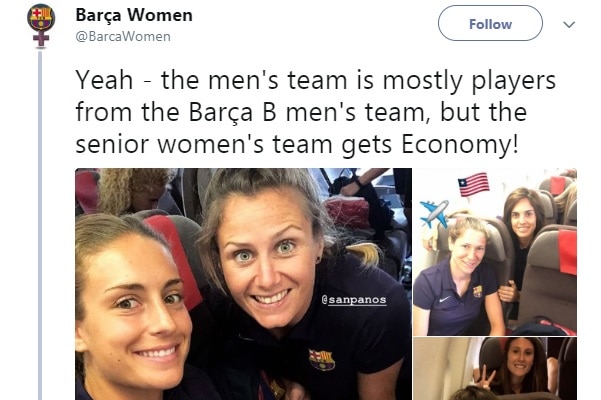 A Barcelona FC women's team supporters tweet hits out at putting players in economy.